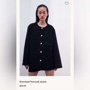 H&M Black Oversized Textured Jacket